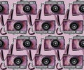 Watercolor vintage camera pattern Royalty Free Stock Photo