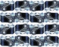 Watercolor vintage camera pattern Royalty Free Stock Photo