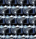 Watercolor vintage camera pattern Royalty Free Stock Photo