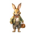 Watercolor Vintage Cartoon Bunny, Victorian Rabbit
