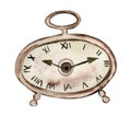 Watercolor vintage clock Royalty Free Stock Photo