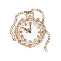 Watercolor vintage clock illustration isolated Royalty Free Stock Photo