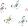 Watercolor Vintage Galloping Horse Pattern