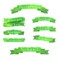 Watercolor vintage hand drawn vector ribbons set with hand written text in green colors