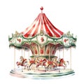 Watercolor vintage horse merry-go round, carnival carousel Royalty Free Stock Photo