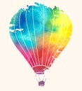 Watercolor Vintage Hot Air Balloon.Celebration Festive Backgroun