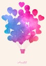 Watercolor vintage hot air balloon.Celebration festive background with balloons Royalty Free Stock Photo