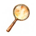 watercolor vintage magnifying glass on white background generative AI