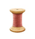 Watercolor vintage red spool of thread Royalty Free Stock Photo