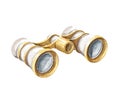 Watercolor vintage retro white and gold theater binoculars