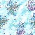 Watercolor vintage seamless pattern, floral pattern, pink, roses, poppy, buds. Plants, flowers, grass in floral ,wild grass Royalty Free Stock Photo