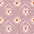 Watercolor vintage seamlessl pattern with fawns