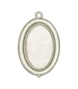 Watercolor vintage silver oval brooch Royalty Free Stock Photo