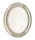 Watercolor vintage silver oval frame with ornate pattern Royalty Free Stock Photo