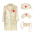 Watercolor vintage white doctor clothes