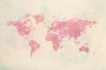 Watercolor vintage world map in pink colors Royalty Free Stock Photo