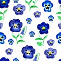 Watercolor violet flowers seamless pattern Royalty Free Stock Photo