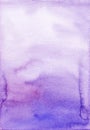 Watercolor violet and white background texture. Aquarelle purple brush strokes on paper backdrop