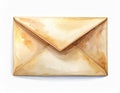 Watercolor Washed Illustration of a Sealed Paper Envelope on White Background Royalty Free Stock Photo