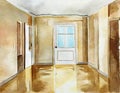 Watercolor of water damage in the living room due to Royalty Free Stock Photo