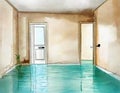 Watercolor of water damage in the living room due to Royalty Free Stock Photo