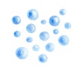 Watercolor water runs bubbles blue abstract