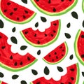 Watercolor watermelon slices, seamless background. Vector illustration