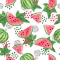 Watercolor watermelons pattern.