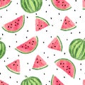 Watercolor watermelons pattern.