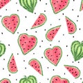 Seamless watercolor watermelons pattern.