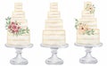 Watercolor Weddin cake with flowers Clipart set, Bakery dessert illustration, Kitchen sweets Food clip art, planner set, wedding,