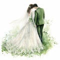 Watercolor Wedding Reception Clipart: Rev. And Mrs. In Lace Royalty Free Stock Photo