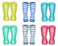 Watercolor wellies collection. rain boots family print. Isolated on white. autumn, fall concept