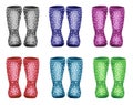 Watercolor wellies collection. rain boots family print. Isolated on white. autumn, fall concept