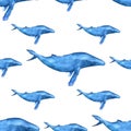 Watercolor whales pattern