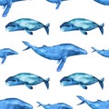 Whales seamless pattern