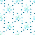 Watercolor white blue flower seamless vector pattern light background. Small daisies summer, daisy field Royalty Free Stock Photo