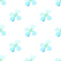 Watercolor white blue flower seamless vector pattern light background. Small daisies summer, daisy field Royalty Free Stock Photo