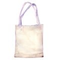 Watercolor white fabric bag isolated