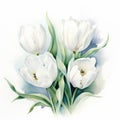 Watercolor White Tulips: Delicate Sculptures In Layered Imagery