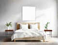 Watercolor of White wall in modern bedroom with an empty picture Contemporary style