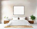 Watercolor of White wall in modern bedroom with an empty picture Contemporary style