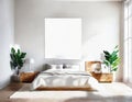 Watercolor of White wall in modern bedroom with an empty picture Contemporary style