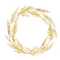 Watercolor wild floral wreath. Pampas graas for design boho and modern style .