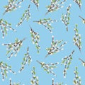 Watercolor willow tree branches pattern