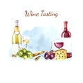 Watercolor wine design elements.