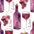 Watercolor wine seamless