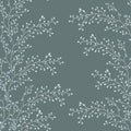 Watercolor winter crystal twig hand drawn seamless pattern