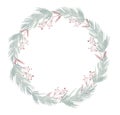 Watercolor winter floral fir wreath. Merry Christmas and Happy New Year holiday decoration card design. Hand painted Royalty Free Stock Photo