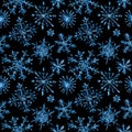 Watercolor winter seamless pattern with snowflakes